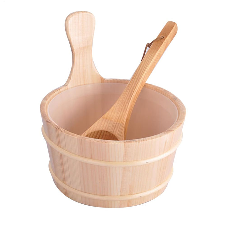 Sauna Holzeimer - Badeeimer Spa 4L Sauna Natur | Holzeimer mit Griff für Rauchsaal, Badezubehör für