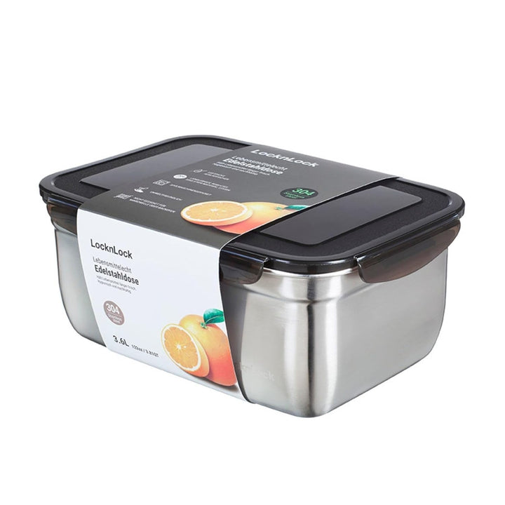 LocknLock Edelstahl Vorratsdose mit Deckel, 3,6 L, 265 × 185 × 110 mm , BPA-Frei, Spülmaschinengeeig