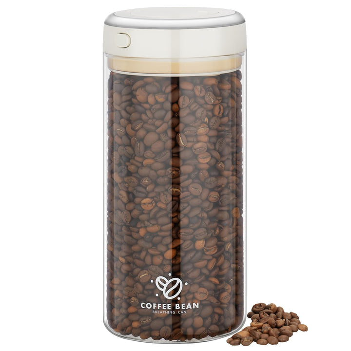 Kaffeedose Luftdicht 500g Bohnen, 1.7L Kaffeebehälter mit Vakuumdeckel, Borosilikatglas Vakuumbehält