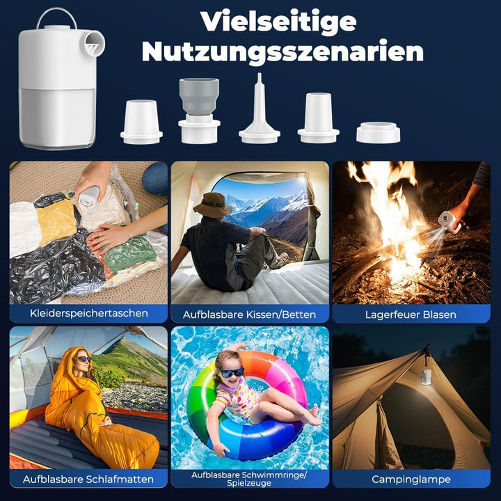 Elektrische Luftpumpe 4000Pa, Mini Pumpe Luftpumpe für Luftmatratze mit Wiederaufladbare Akku, mit 5