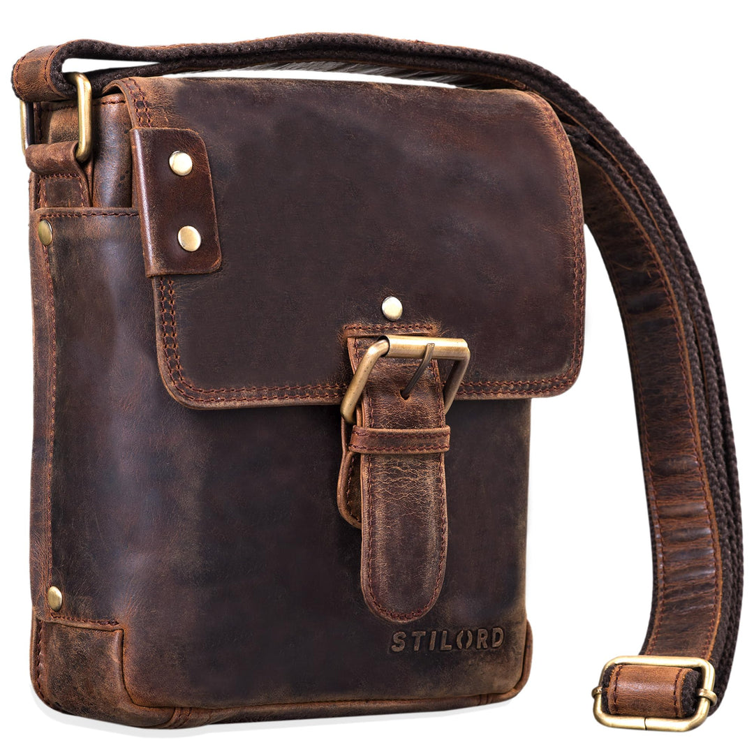 STILORD 'Alessio' Leder Messenger Bag Männer klein Vintage Umhängetasche Herrentasche Tablettasche S