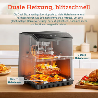 COSORI Heissluftfritteuse XXL, Dual Blaze, 6,4 L(1.8kg) Wifi verbunden, Airfryer mit 12 Multifunktio