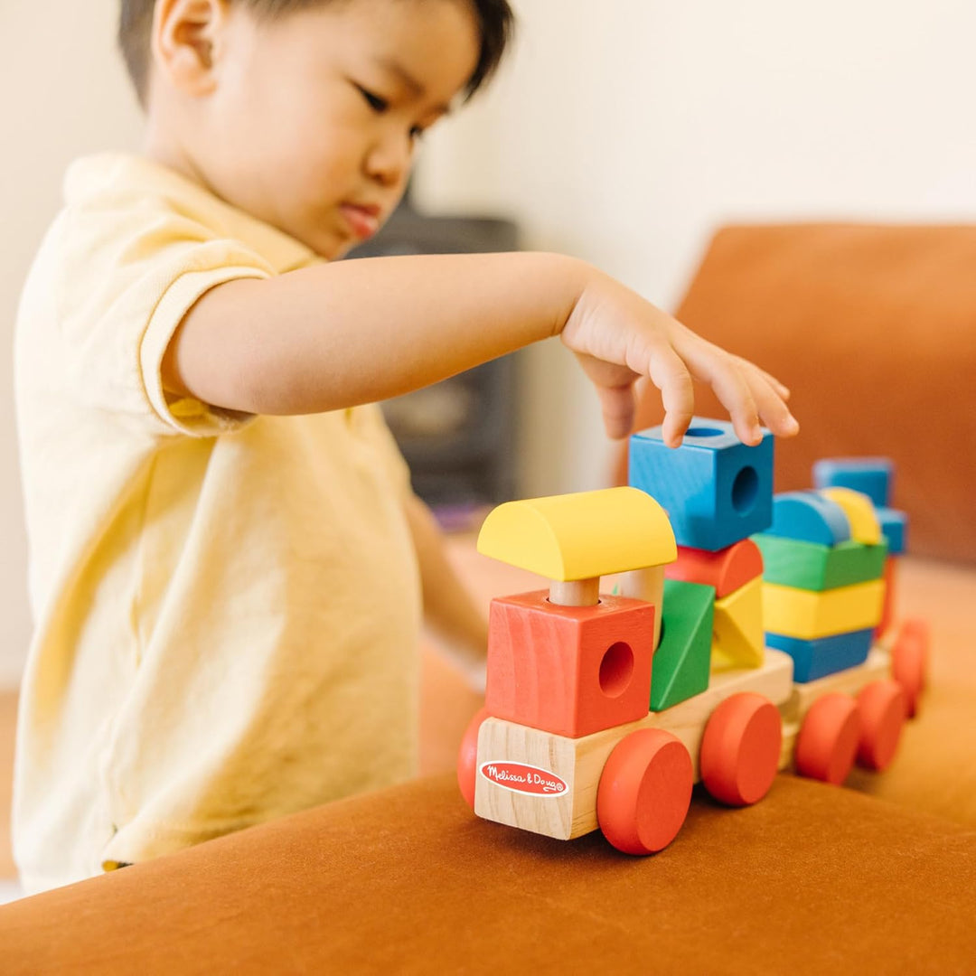 Melissa & Doug 10572 Zugspielset zum Stapeln, mehrfarbig, Zugspielset zum Stapeln