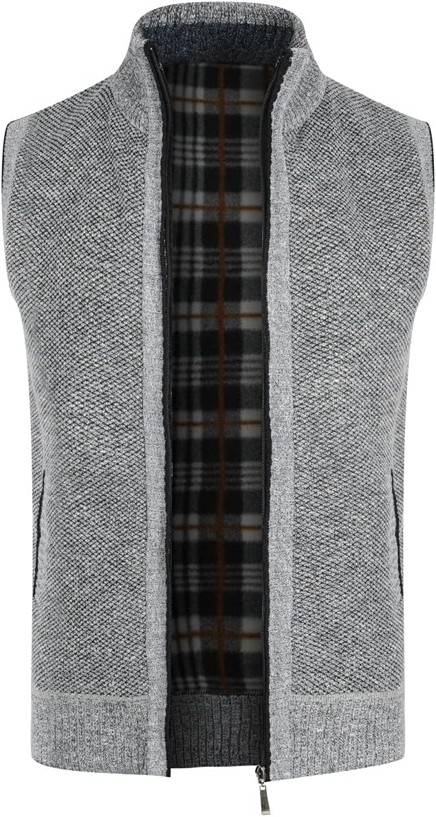 YOUTHUP Herren Weste Fleece Fütterung Winter Frühling Strickjacke Ärmellose Fleecejacke Stehkragen S