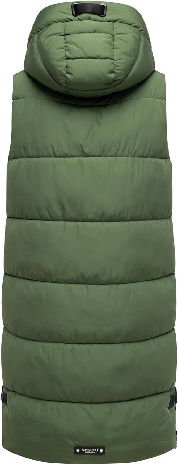 Navahoo Damen ärmellose Lange Outdoorweste warme Winterjacke Schnuffelchen XS-3XL XS Pine Olive, XS