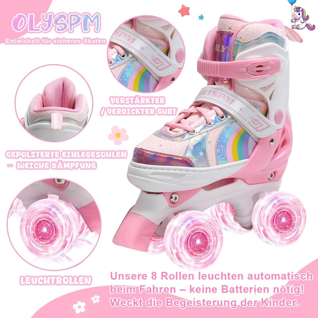 Rollschuhe Kinder Rollschuhe Verstellbar Rollschuhe Damen,LED Rollschuhe und 4 Grössen verstellbar,R