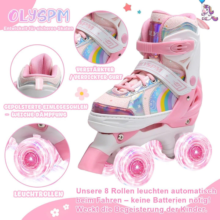 Rollschuhe Kinder Rollschuhe Verstellbar Rollschuhe Damen,LED Rollschuhe und 4 Grössen verstellbar,R
