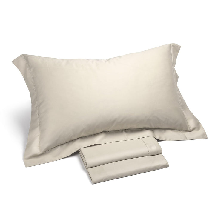 Caleffi Satin Bettwäsche-Set, Baumwolle, Elfenbein, 160 x 190 cm, Elfenbein