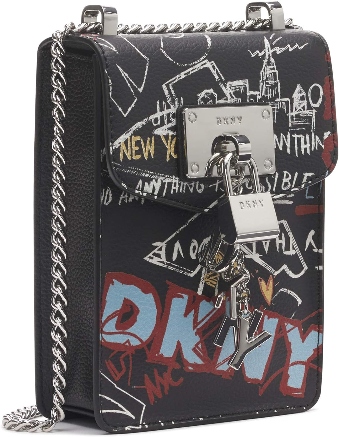 DKNY Damen Elissa N/S Phone Cr Umhängetasche, Einheitsgrösse Schwarzer Graffiti, Schwarzer Graffiti