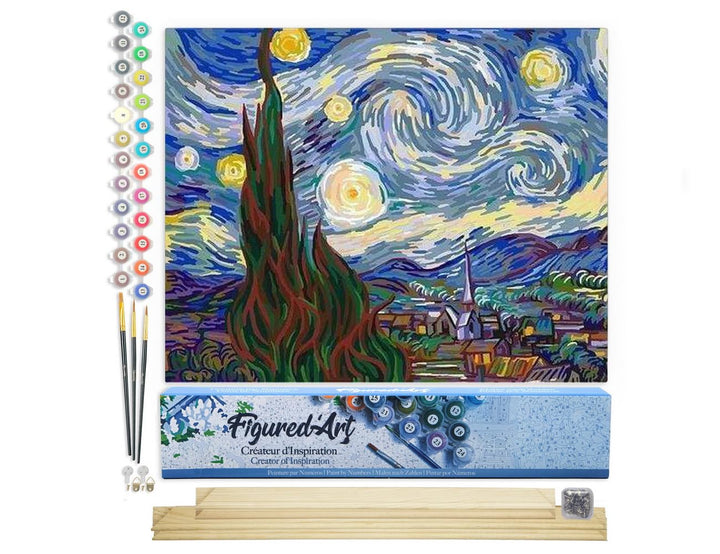 Figured'Art Malen Nach Zahlen Erwachsene Mit Rahmen Van Gogh Sternennacht - Paint by Numbers Basteln