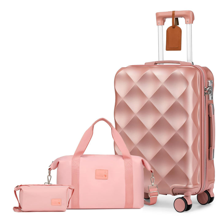 Handgepäck Koffer Trolley ABS Leicht Reisekoffer Hardschale 4 Rollen und TSA Schloss Mit 1 Reisetasc