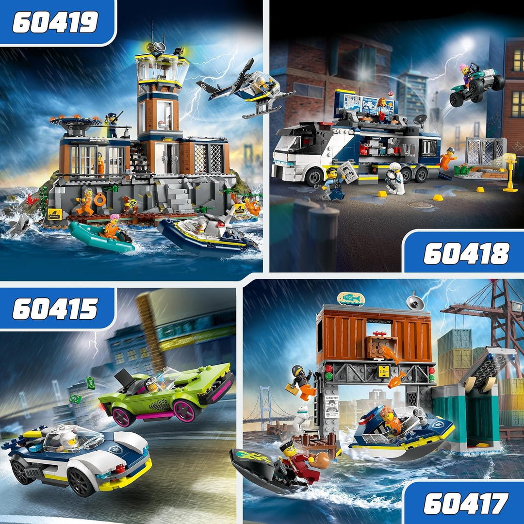 LEGO City Verfolgungsjagd mit Polizeiauto und Muscle Car, Auto-Spielezug mit 2 Rennautos, Polizei-Ge
