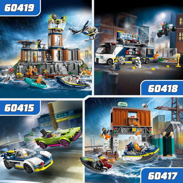 LEGO City Verfolgungsjagd mit Polizeiauto und Muscle Car, Auto-Spielezug mit 2 Rennautos, Polizei-Ge