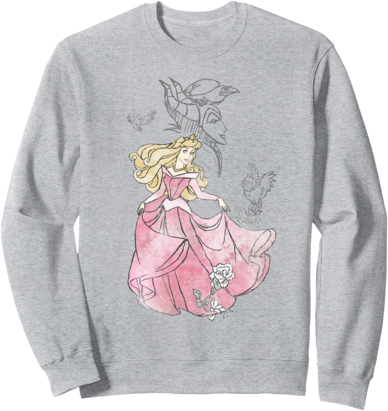 Disney Sleeping Beauty Aurora Maleficent Watercolor Sketch Sweatshirt