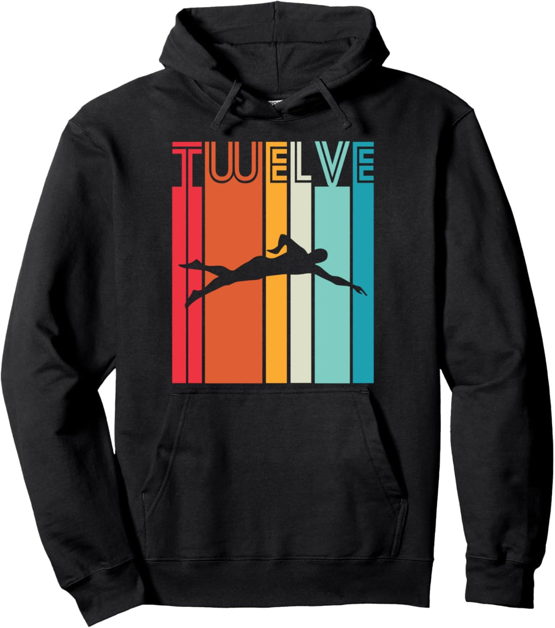 12. Geburtstagsgeschenk Schwimmen Retro Schwimmer Pullover Hoodie
