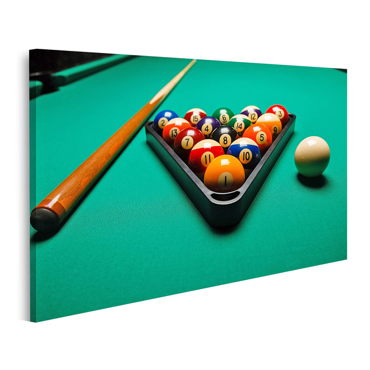 Bild auf Leinwand Billard Tisch Billardkugeln Snooker Wandbild Poster Kunstdruck Bilder Format: 100x
