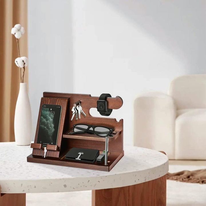 Geschenke für Männer Weihnachten Holz Telefon Dockingstation Uhren Geldbörsen Nachttisch Organizer W