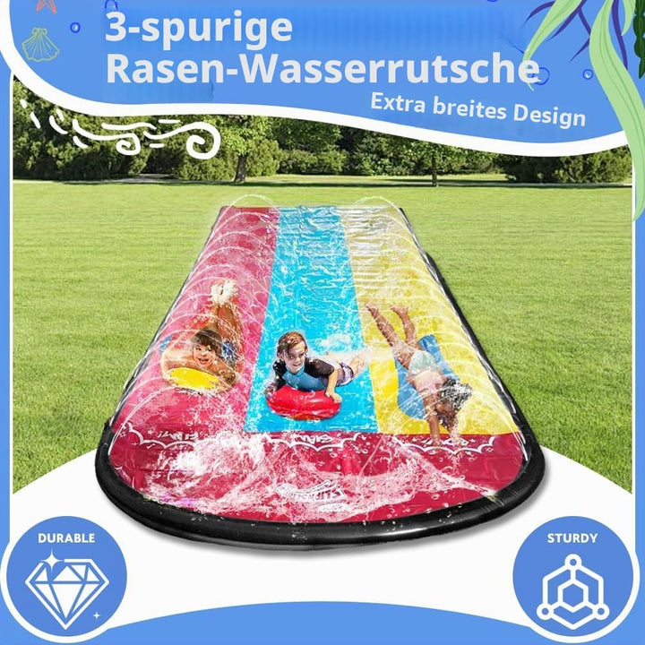 Wasserrutsche Garten für Kinder,480x210CM Slip N Slide Triple mit 3 Bodyboards 5 Reparaturflicken,Dr