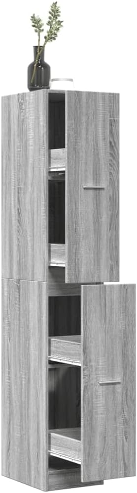 vidaXL Apothekenschrank, grau, 30 x 41 x 174,5 cm, Spanplatte, Apothekenschrank, Apothekenmöbel, Sch