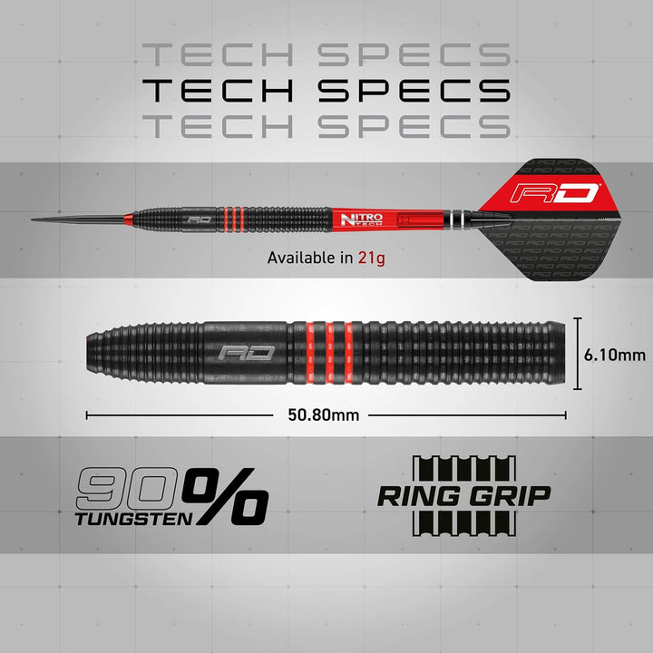 RED DRAGON Milano RS 21g, 22g, 23g, 24g oder 26g Tungsten Darts mit Flights und Schäfte 21.0 Gramm,
