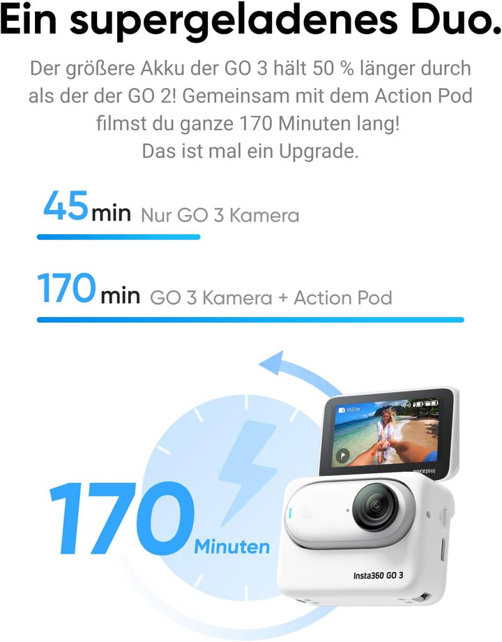 Insta360 GO 3 (64 GB) - Kleine & leichte Action-Kamera, tragbar & vielseitig, freihändige POVs, über