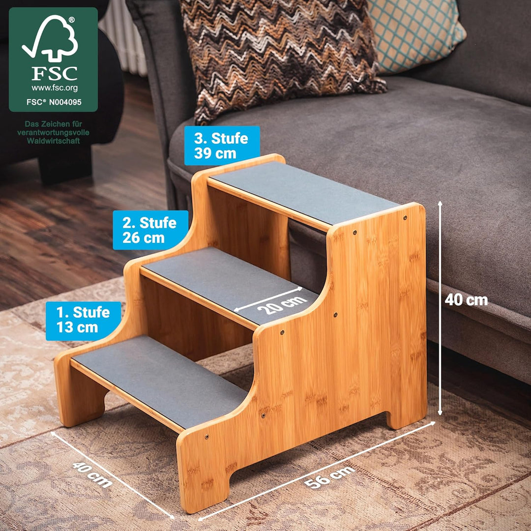 AMAZINGs Hundetreppe für kleine, mittlere und schwere Hunde, Katzen. 3 Stufen | Haustiertreppe, Jung