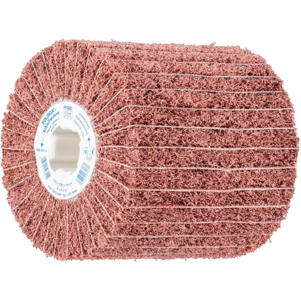 PFERD 44641106 POLINOX Schleifwalze PNZ | 100 x 100 mm, Keilnut 19 mm, Korund A60, gröberes Schliffb