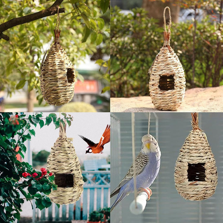 Vogelnest Gras, 2 Stück Gras Bird Nest, Handgewebte Vogelhäuser, Verschleissfest Hängender Vogelnest
