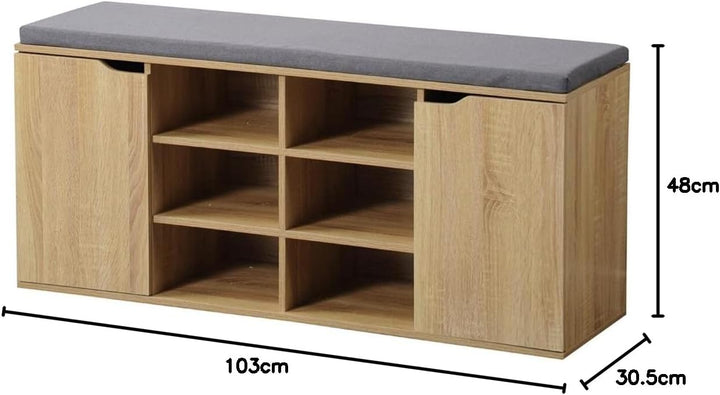 Kesper | Schuhschrank mit Sitzkissen, Material: Faserplatte, Masse: B103,5 x H48 cm x L29,5 cm, Farb