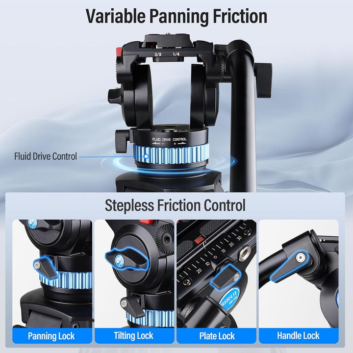 SIRUI AM-15S Aluminium Kamera Video Stativ mit Fluid-Kopf, 155cm professionelles Schwerlast Kamerast