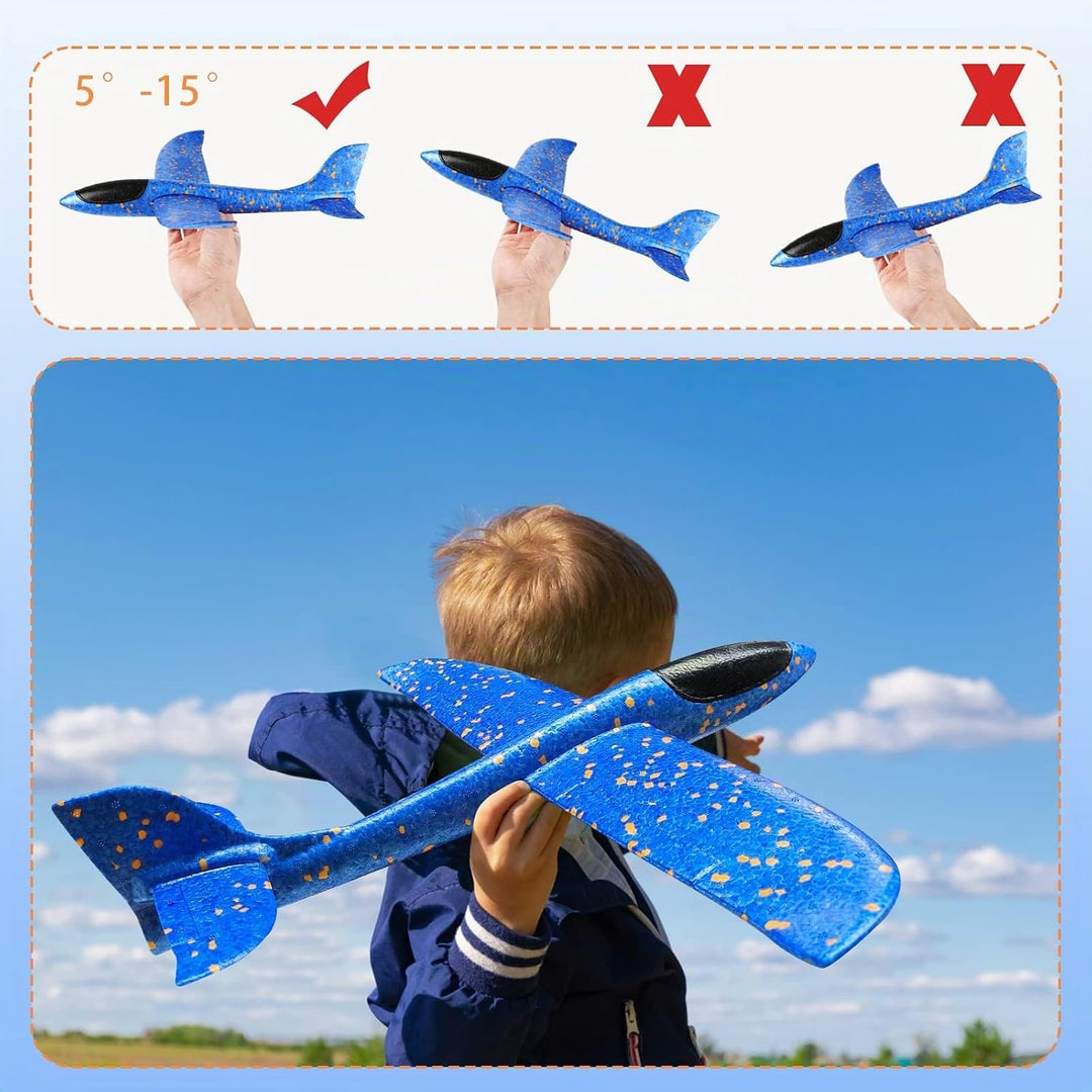 VCOSTORE Styroporflieger Flugzeug Styropor - 2 Stück Spielzeug Segelflugzeug Wurfgleiter Flieger für