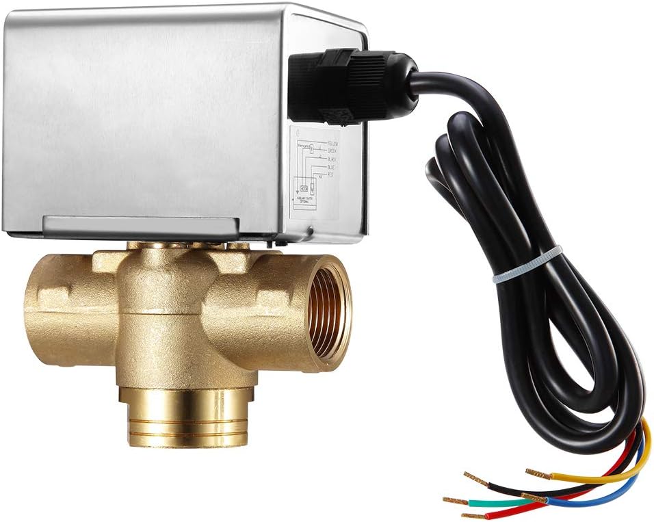 Motorisiertes Ventil 3 Wege Zonenventil 3/4 Zoll DN20 5 Drähte mit Endschalter 220VAC Normalerweise