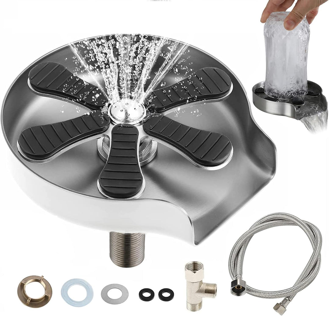 Glasspüler für die Küchenspüle, Edelstahl Gläserspüler, automatischer Reiniger für Wasserflaschen un