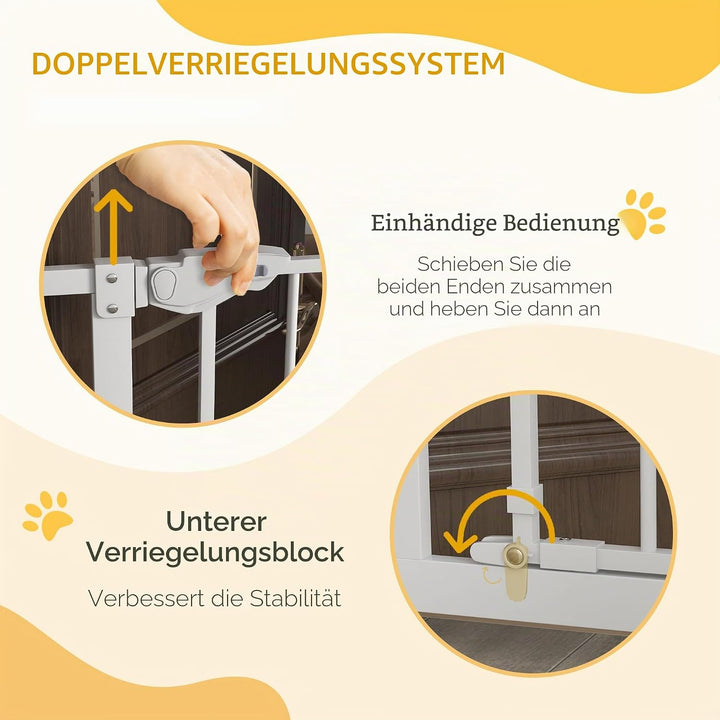 PawHut Tierschutzgitter 104H cm mit Tür automatischer Türverschluss Doppelverriegelungssystem ohne B