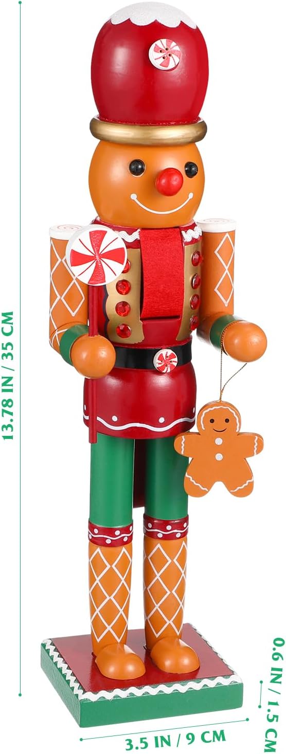 BESPORTBLE Weihnachtsdekoration, Nussknacker-Figur: 13,7 cm, Lebkuchenmann, Holz, Nussknacker, festl