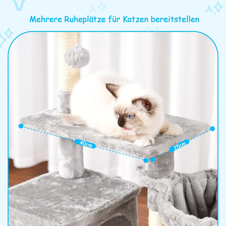 Hey-brother Kratzbaum, 108cm Indoor Katzenbaum, mehrstöckiger Katzenkratzbaum für Kätzchen, mit Krat