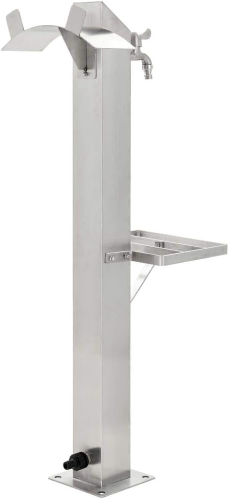 Festnight Wassersäule Garten Mit Wasserhahn Edelstahl Quadratisch Wassersäule 95 cm Gartenwasserhahn