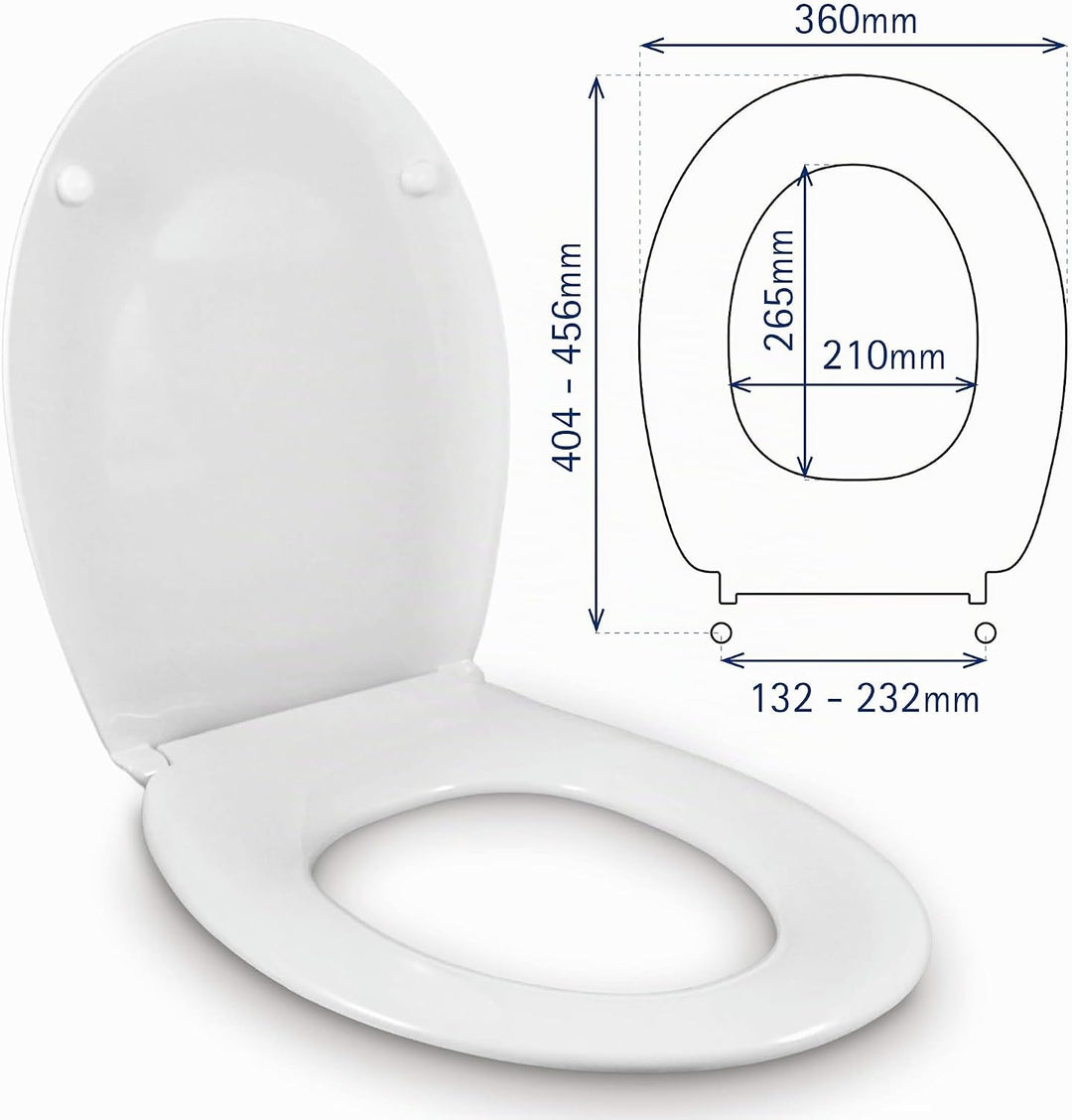 WC-SITZ | UNIVERSAL O FORM | EINSTELLBARER &amp; ABNEHMBARER INOX SCHARNIER | KOMPATIBLER TOILETTENSITZ