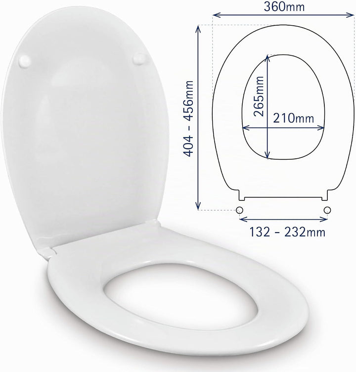 WC-SITZ | UNIVERSAL O FORM | EINSTELLBARER &amp; ABNEHMBARER INOX SCHARNIER | KOMPATIBLER TOILETTENSITZ