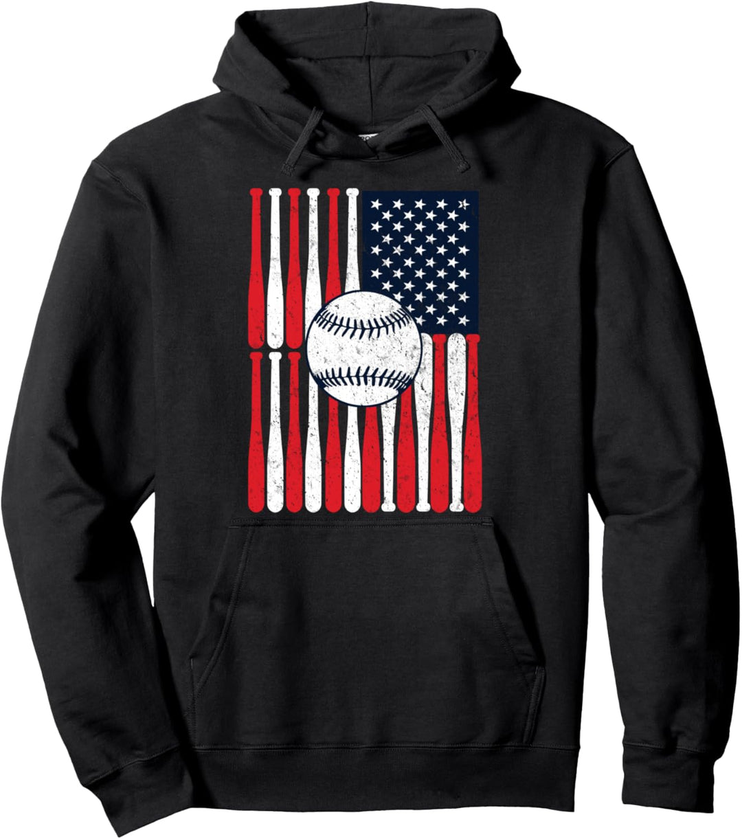 Amerikanische Flagge I Baseballspieler I Baseball Pullover Hoodie