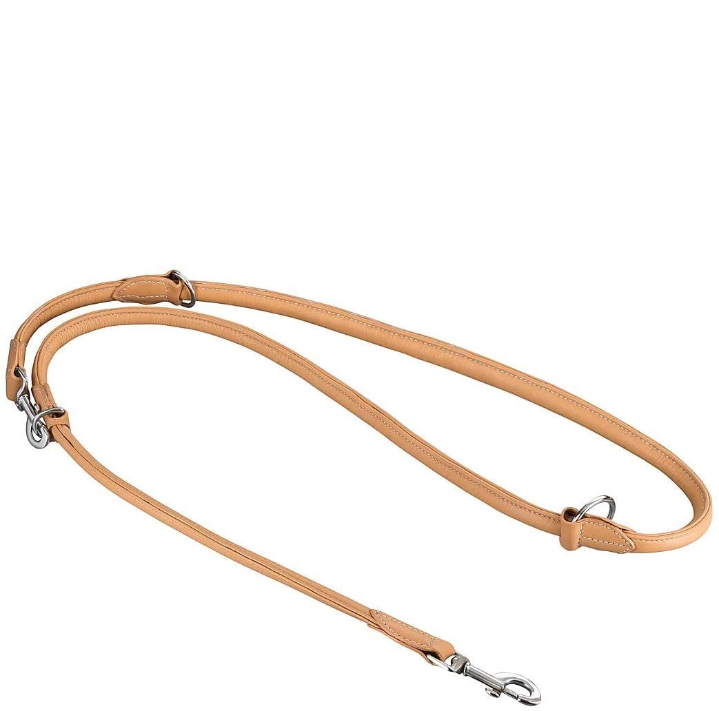 MICHUR SANTIAGO BEIGE, Hundeleine, Lederleine, Führleine, Rundleine, längenverstellbar, LEINE LEDER,