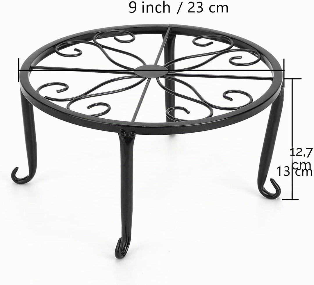 Tosnail 4 Stück Pflanzenständer für Blumentöpfe, Metall, Schwarz, rund Blumentopfständer, Heimpflanz
