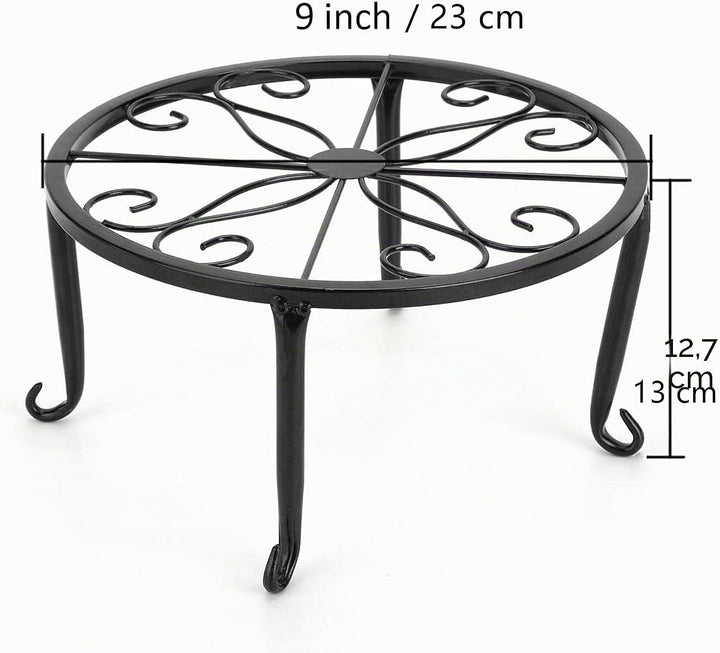 Tosnail 4 Stück Pflanzenständer für Blumentöpfe, Metall, Schwarz, rund Blumentopfständer, Heimpflanz