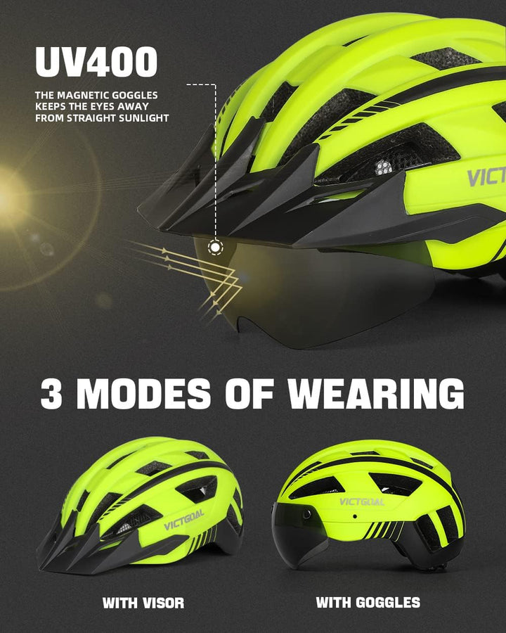 VICTGOAL Fahrradhelm MTB Mountainbike Helm mit magnetischem Visier Abnehmbarer Sonnenschutzkappe und