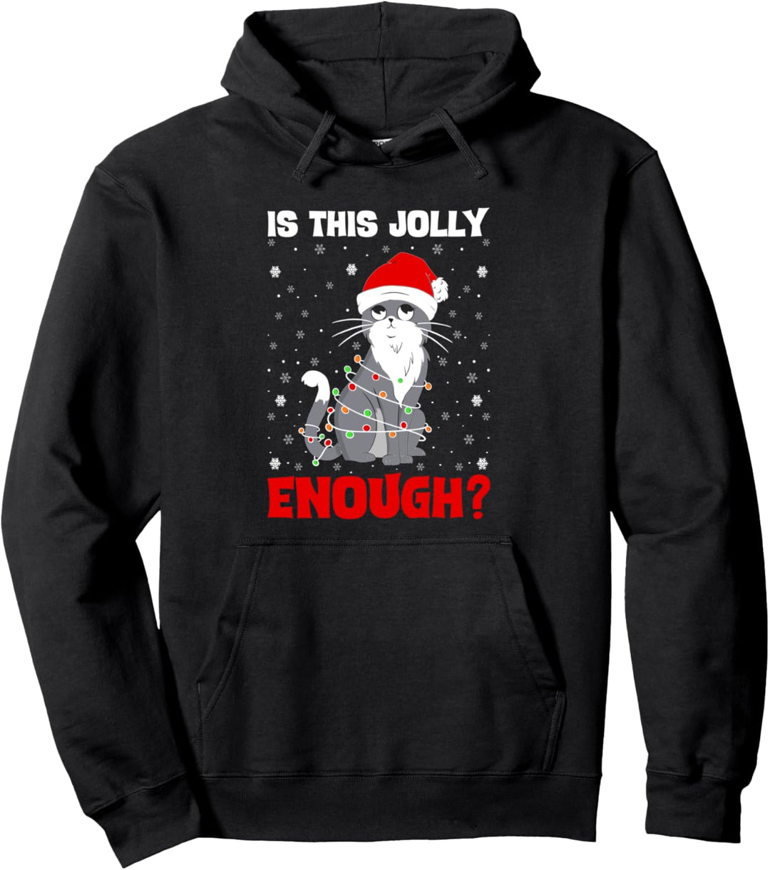 Ist das Jolly Enough Cat In Christmas Lights Weihnachtsmütze Pullover Hoodie