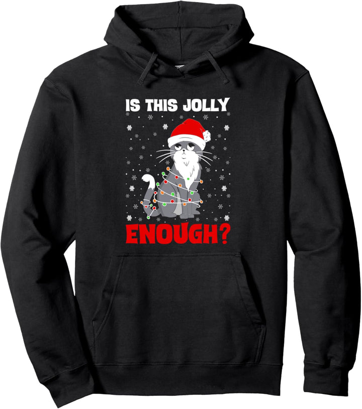 Ist das Jolly Enough Cat In Christmas Lights Weihnachtsmütze Pullover Hoodie