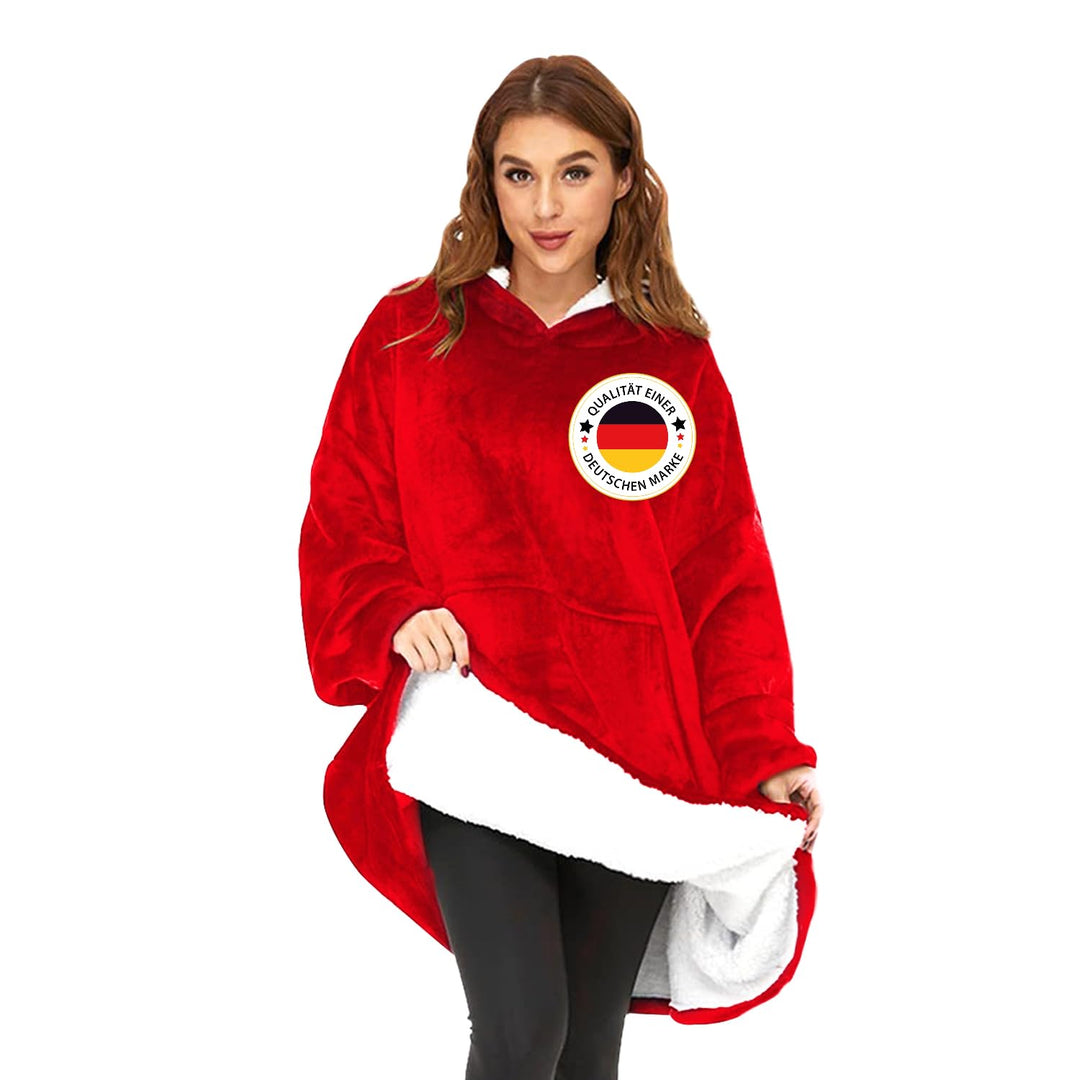 KolnAix Hoodie Decke, Oversize Pullover für Damen und Herren, Flauschiger Kuschelpullover mit Kapuze