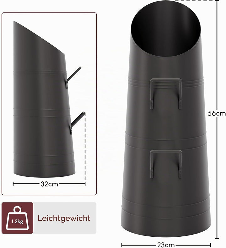 Fire Vida Kohlenschütte, Metall, schwarz, 23 x 30 x 56 cm Kohlenschütte, 56 cm, Kohlenschütte,