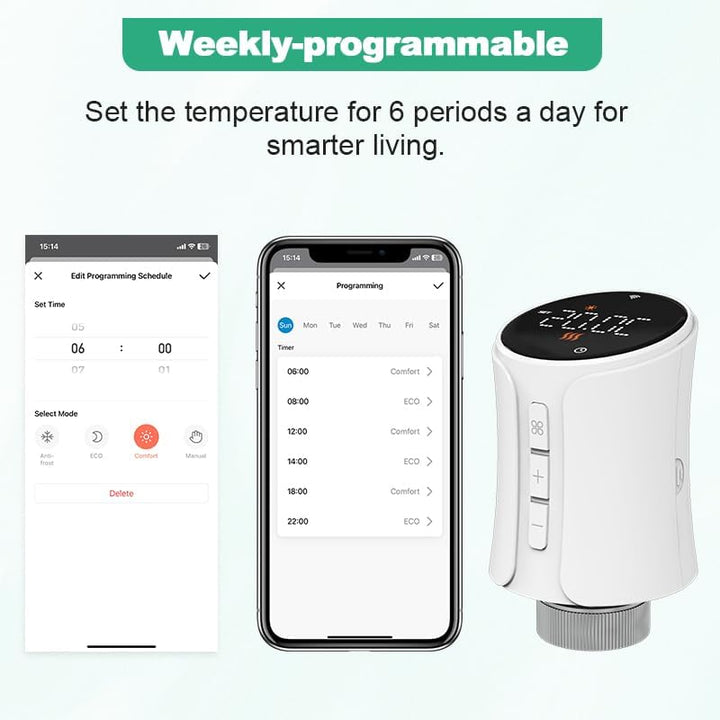 Haozee Smart Radiator Thermostat,Requires Tuya ZIGBEE HUB, Support Home Assistant Zigbee2mqtt,ZigBee