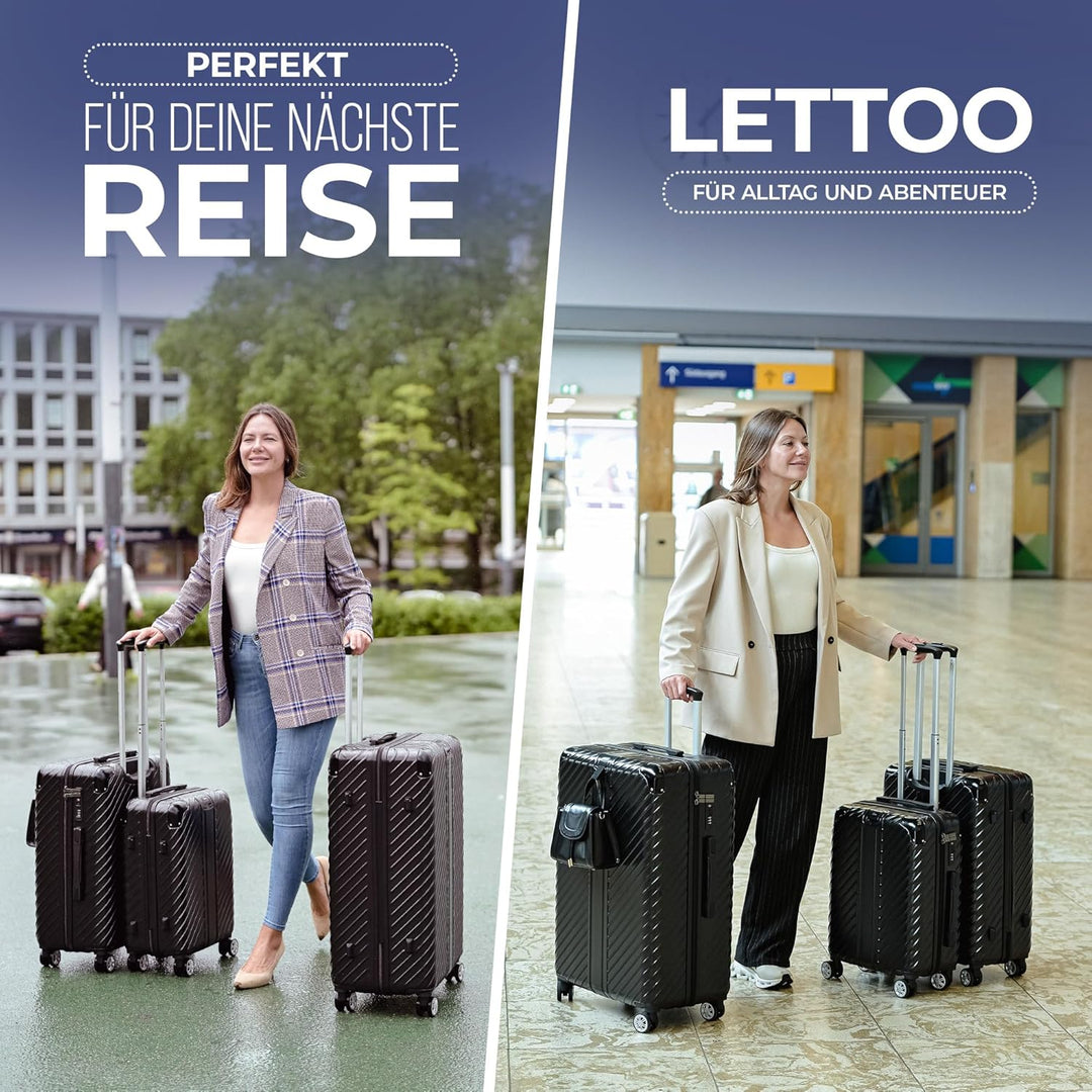 3-Set Gesamtvolumen 240L, Reisekoffer mit Rollen - Extrem Stabiler Trolley Koffer mit Laptoptaschen-